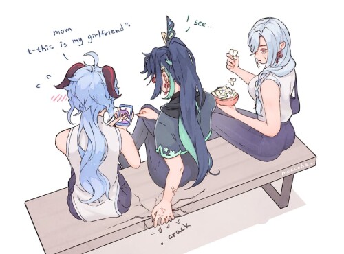  ganyu keqing shenhe cloud retainer and xianyun genshin impact drawn by moccobea sample 42245bee0e13