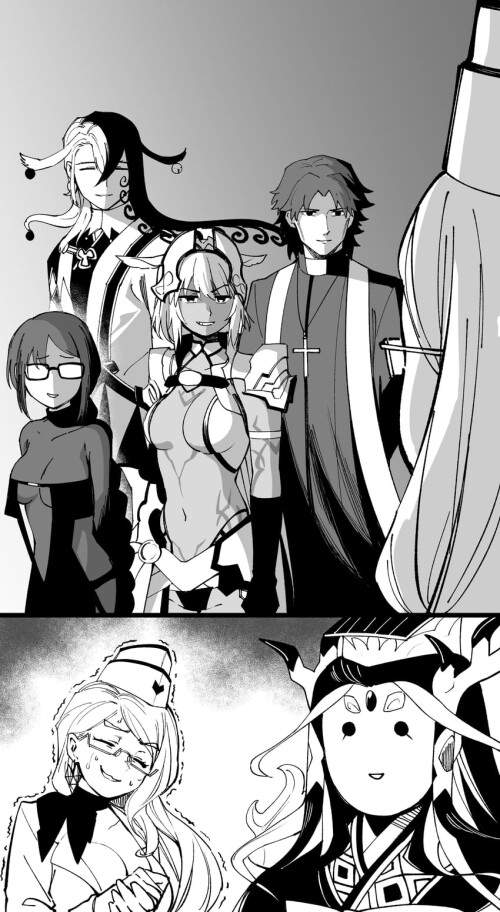  kotomine kirei yu mei ren ashiya douman caenis koyanskaya and 1 more fate and 1 more drawn by hirun