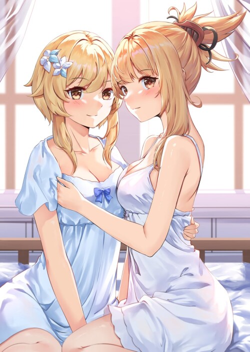  lumine and yoimiya genshin impact drawn by chahei sample 9059f7a1a70a5403c329b6d6f7e81692