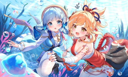  kamisato ayaka yoimiya and kamisato ayaka genshin impact drawn by lalazyt sample 60edf670e848601314