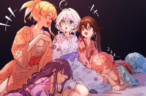  raiden shogun hu tao furina yoimiya and yanfei genshin impact drawn by imasaki kei sample 2856a18be