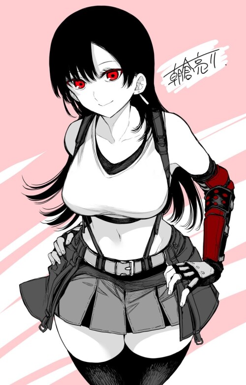  tifa lockhart final fantasy and 2 more drawn by asakura ryousuke a5fd03cffac90f9119fa844fab4c2cfc