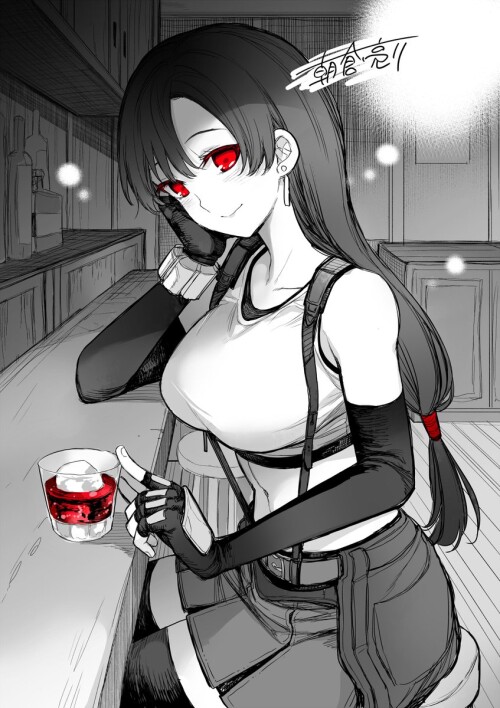  tifa lockhart final fantasy and 2 more drawn by asakura ryousuke 0f79ae89b37e5158429fd00c69990d44
