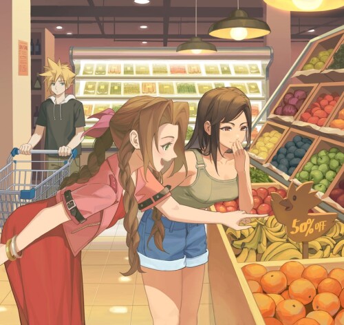  tifa lockhart cloud strife and aerith gainsborough final fantasy and 1 more drawn by dododo sample 