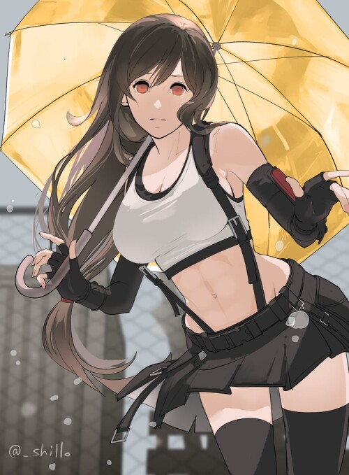  tifa lockhart final fantasy and 2 more drawn by shillo sample a31986d48b61d8a4fdef47c115714175