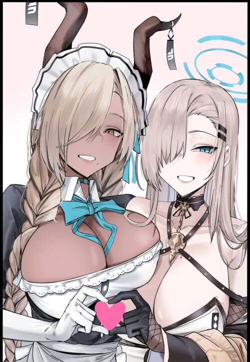  asuna and owari blue archive and 1 more drawn by cliov sample e92b98c43c0d94a0255c507b7bf66e71