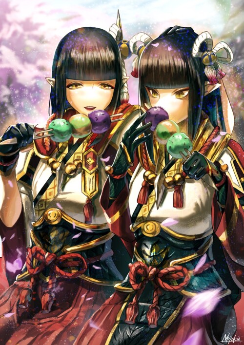  hinoa and minoto monster hunter and 1 more drawn by nkyoku sample 192eb04a0fa5333da837dcaba2c48fa1
