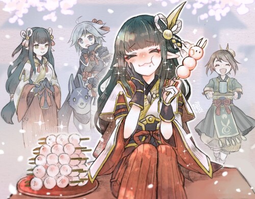  hinoa minoto canyne and yomogi monster hunter and 1 more drawn by ren co f05b9896ae2b43018c87772227