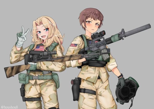  kay and naomi girls und panzer and 1 more drawn by houshou8 sample 4466bfef713a59343094c60d1ae634c7