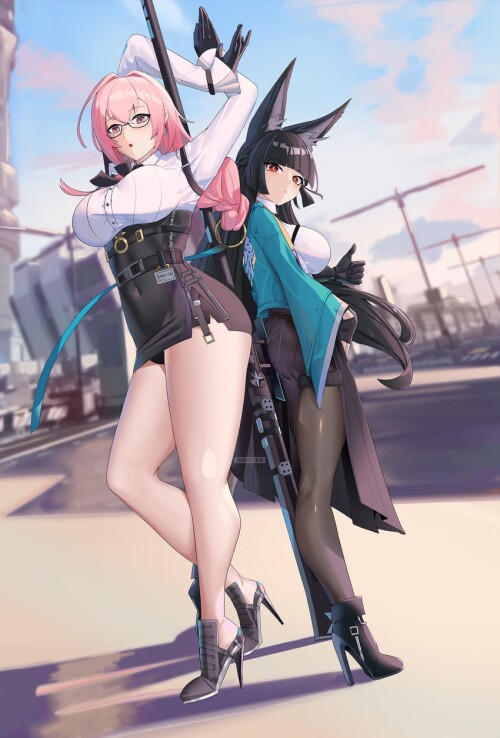  hoshimi miyabi and tsukishiro yanagi zenless zone zero drawn by riarfian sample 6be72c02fccdfe7ec78