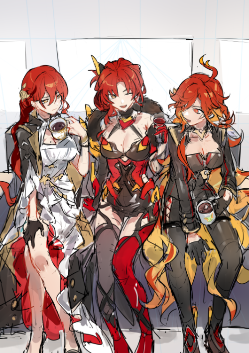  himeko murata himeko mavuika murata himeko and tanaka rie genshin impact and 4 more drawn by grape 