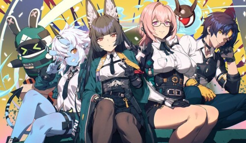  hoshimi miyabi tsukishiro yanagi soukaku tailless and asaba harumasa zenless zone zero drawn by chy