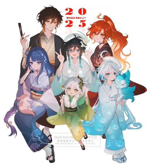  raiden shogun yae miko furina zhongli nahida and 4 more genshin impact drawn by nene chiru sample d
