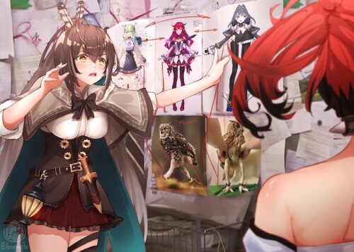  ouro kronii nanashi mumei hakos baelz ceres fauna and irys hololive and 2 more drawn by koromay ho 