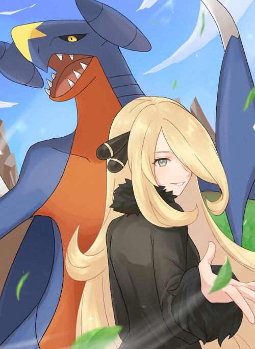  cynthia and garchomp pokemon and 2 more drawn by blackspade 3776c2fef66819eb3256211bcea396a6