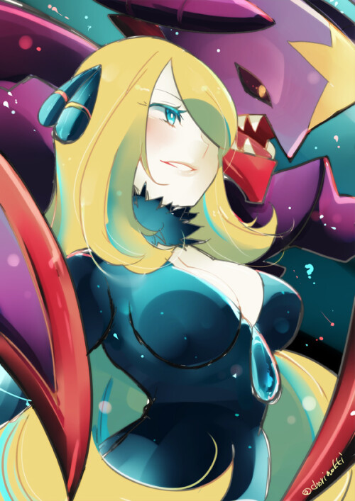  cynthia and garchomp pokemon and 2 more drawn by chorimokki 7dce25721740908256cf1638d2274068