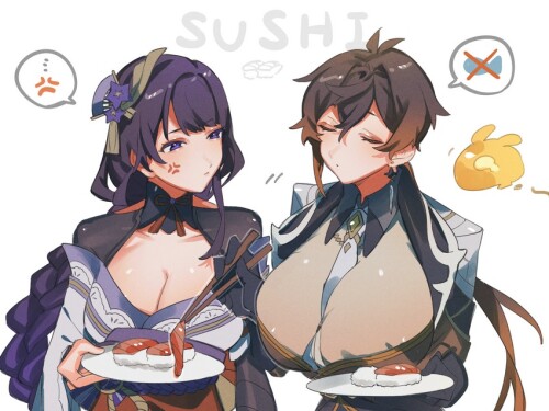  raiden shogun zhongli and seelie genshin impact drawn by crow 3434 sample 1de897af998a9837914d6d268