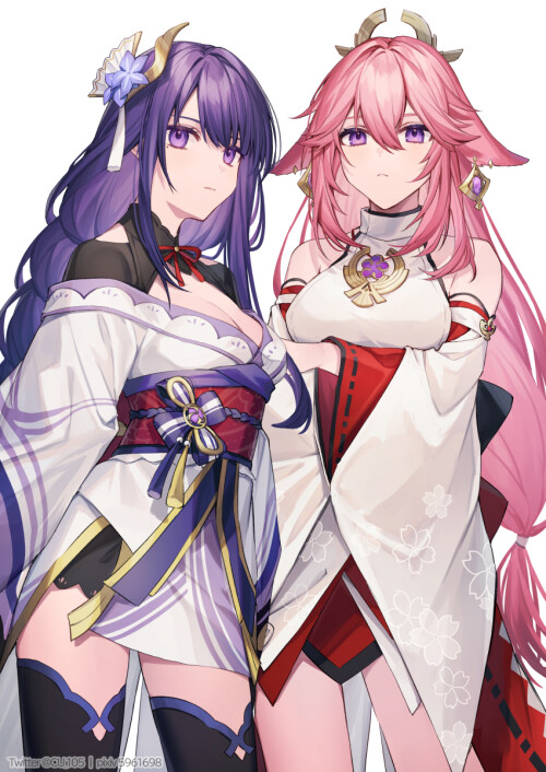  raiden shogun and yae miko genshin impact drawn by coyucom 6976702156091b9c86a7c76576db36c4