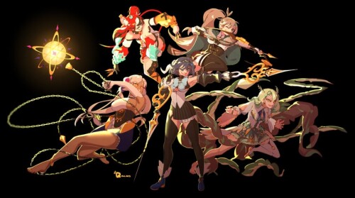  ouro kronii nanashi mumei hakos baelz ceres fauna and tsukumo sana hololive and 1 more drawn by qmi