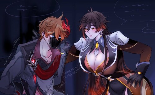  zhongli and tartaglia genshin impact drawn by serealswsu sample bf4b4324ede323c32ee417edb13c7836