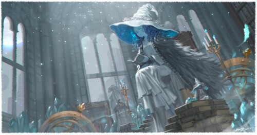  ranni the witch blaidd the half wolf and miniature ranni elden ring drawn by alphonse white datura 