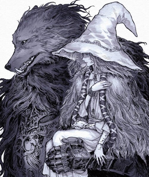  ranni the witch and blaidd the half wolf elden ring drawn by neji vuldarak sample 753526e1862276b1f