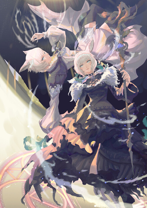  y shtola rhul and black mage final fantasy and 1 more drawn by zxin 70862498a569d4c73195d2ea810b487