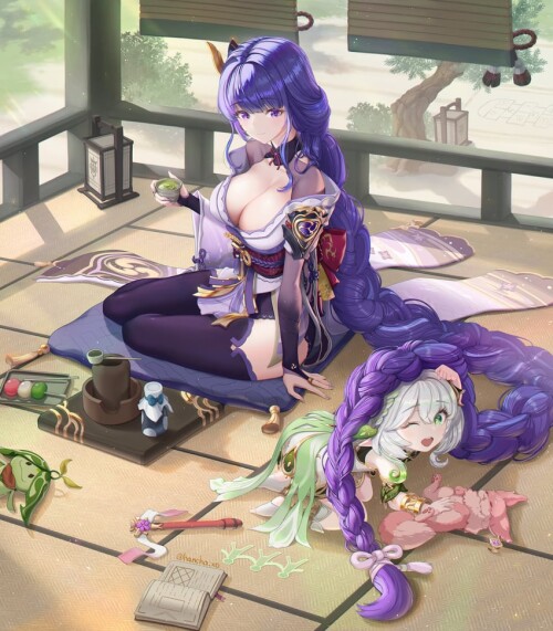  raiden shogun yae miko nahida yae miko aranara and 1 more genshin impact drawn by hancho sample 600