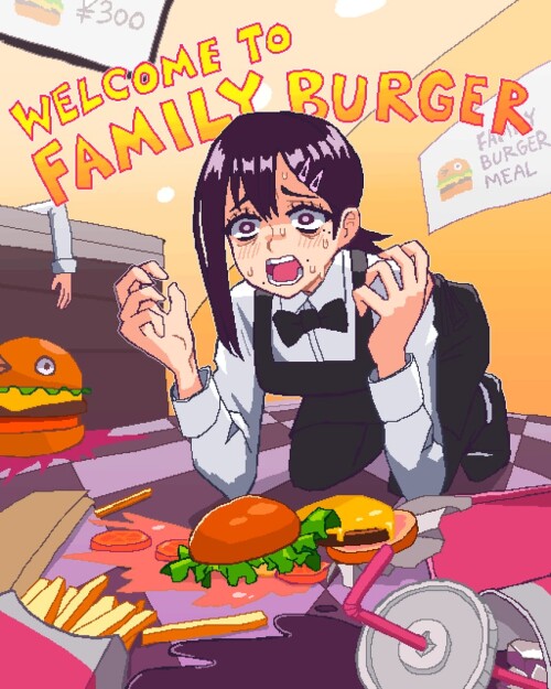  higashiyama kobeni and family burger mascot chainsaw man drawn by hcnone sample 246cefea99c55fc870c