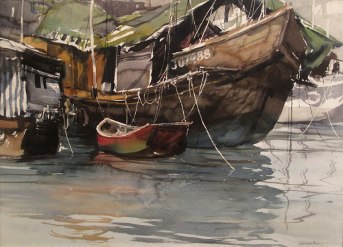 Fishing Boat #2, 1972 Watercolor, 29" x 21" Pau; Chui