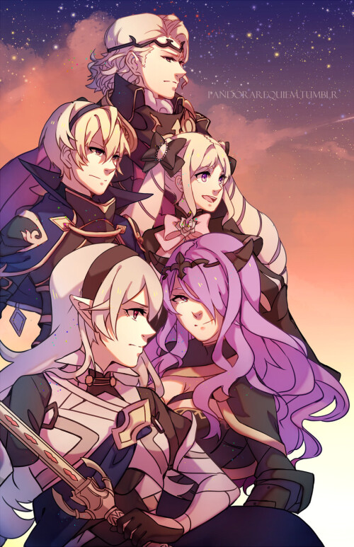  corrin corrin camilla elise leo and 1 more fire emblem and 1 more drawn by pan pandora requiem samp