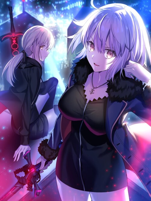  artoria pendragon jeanne d arc alter jeanne d arc alter and saber alter fate and 1 more drawn by fu