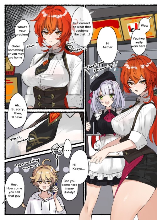  aether diluc noelle noelle and diluc genshin impact and 1 more drawn by hominamia sample 44b67ddd5f