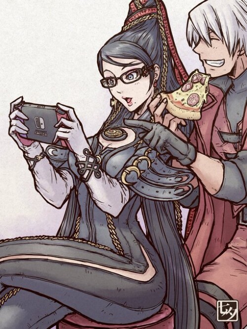  dante and bayonetta devil may cry and 2 more drawn by tanabanata b2948de7746790329615cef3a4213490
