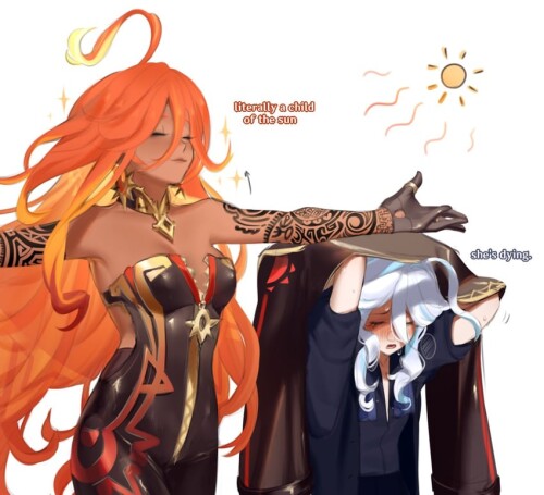  furina and mavuika genshin impact drawn by midlle4 sample cfc6e74db6f4930a9f6af219eb278f09