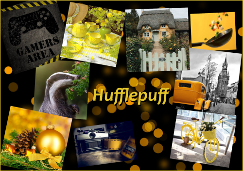 I'd done a couple of versions of these back when I used Sorting Hat Chat's system. But, since I'm no longer using it and officially consider myself Hufflepuff, I thought it good to do an updated collage.