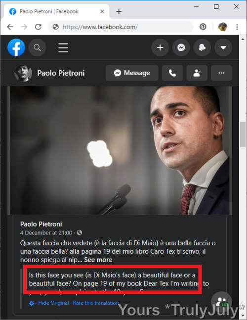 Facebook why automated translations dont work a beautiful face or a beautiful face from Italian Trul