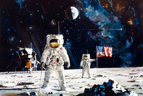 First Men on the Moon by Robert McCall (1971)