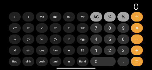 IPhone Calculator In Landscape Orientation