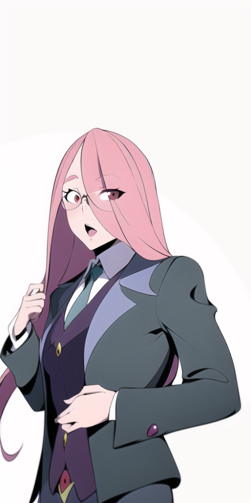 masterpiece, sucy manbavaran, little witch academia, pink hair, long hair, suit, s 1225392420