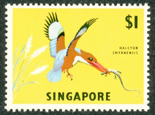 Singapore 1963 67 Kingfisher with lizard