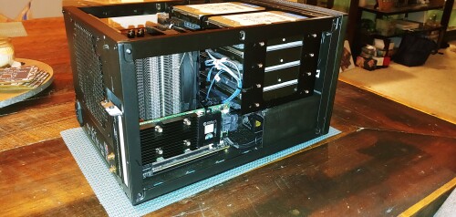 Another angle on the finished build.  I wish I could clean up the SAS cables more but it is what it is.
