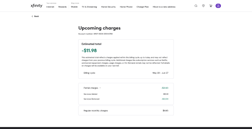 Screenshot Upcoming charges