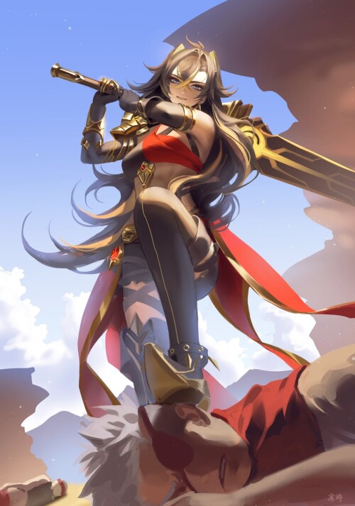  dehya and eremite sword dancer genshin impact drawn by han shi reina sample 59020838fa7588cc01348db