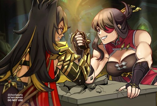  beidou and dehya genshin impact drawn by jhorliearts sample 1f0ec75af1a989e46f949609a2401273