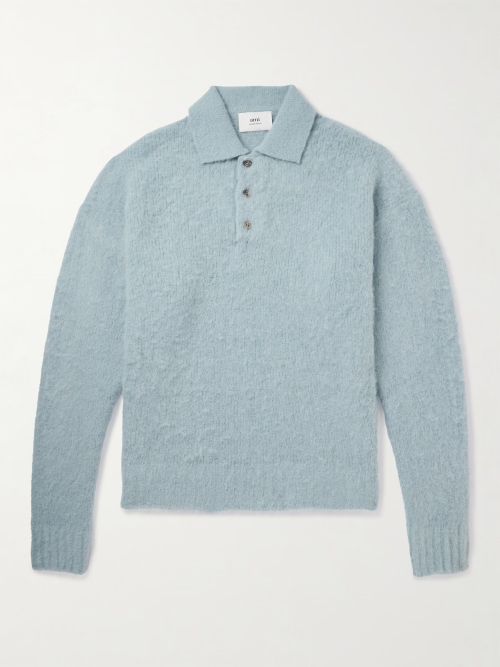 AmiParis-Brushed-Knit Polo Shirt