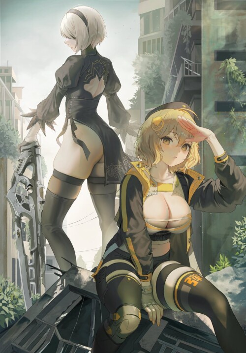  2b and anis goddess of victory nikke and 2 more drawn by myabit sample e696e5ef5fda272952c1258522c6