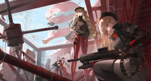  souryuu asuka langley eva 02 rapi and red hood neon genesis evangelion and 1 more drawn by buri ret