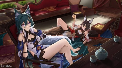  tingyun and yukong honkai and 1 more drawn by kemeleon sample d4ad64b3051d3ee26acb3ab32b31911f