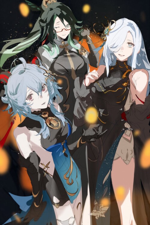  ganyu shenhe cloud retainer xianyun ganyu and 1 more genshin impact drawn by aonogura sample b8cf38